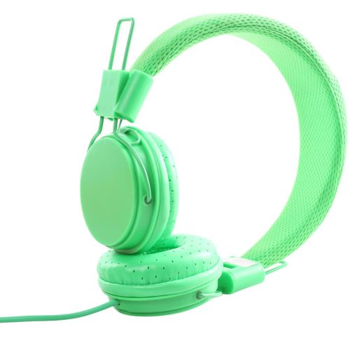 Casque DJ Bass avec microphone 3,5 mm filaire sur l'oreille écouteurs stéréo pliable vert