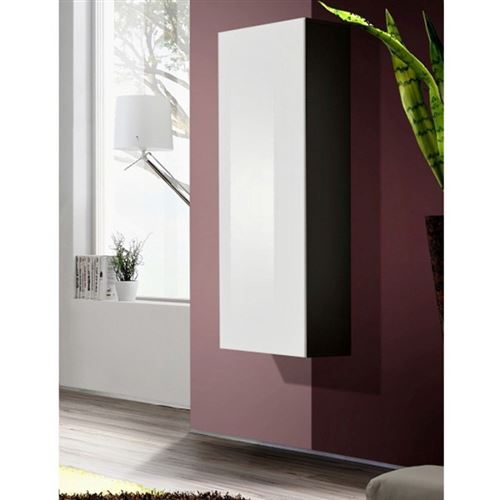 Rangement colonne - Fly - 40 cm x 126 cm x 29 cm - Noir et blanc