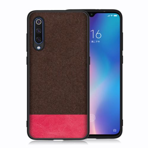 Housse étui Coque en toile pour Xiaomi Mi 9 SE - Brun/Rouge -4279