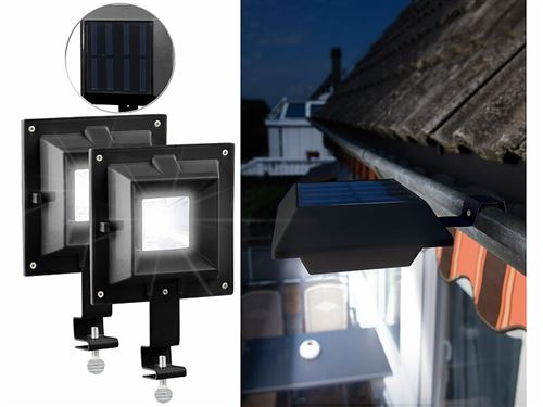 Lunartec : 2 lampes solaires avec 6 LED SMD pour clôture et gouttière