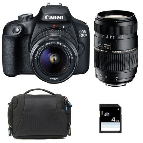 Canon Eos 4000D + 18-55 Iii + Tamron 70-300 Di + Sac + Sd 4Go