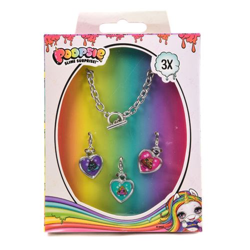 Poopsie bracelet avec breloques filles argent / violet / vert / rose