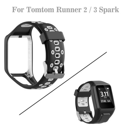 LOKEKE Bracelet de rechange bicolore en silicone pour TomTom Runner 2, Adventurer, Golfer 2, Runner 3, Spark, Spark 3 (noir gris LOKEKE Bracelet de rechange bicolore en silicone pour TomTom Runner 2, Adventurer, Golfer 2, Runner 3, Spark, Spark 3 (noir gris