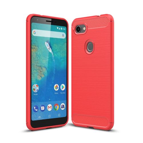 Coque en TPU fibre de carbone rouge pour votre Google Pixel 3 XL Lite