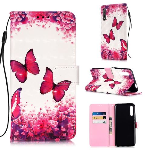 Etui en PU Impression 3D décor spot papillon et fleur pour votre Huawei Honor 9X/9X Pro