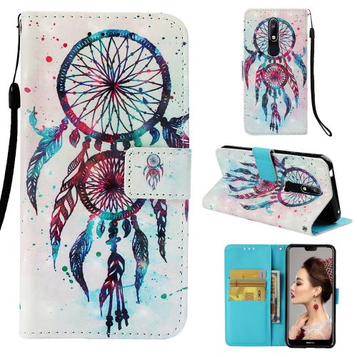Etui en PU décoration par points lumineux attrape-rêves coloré pour votre Nokia 7.1