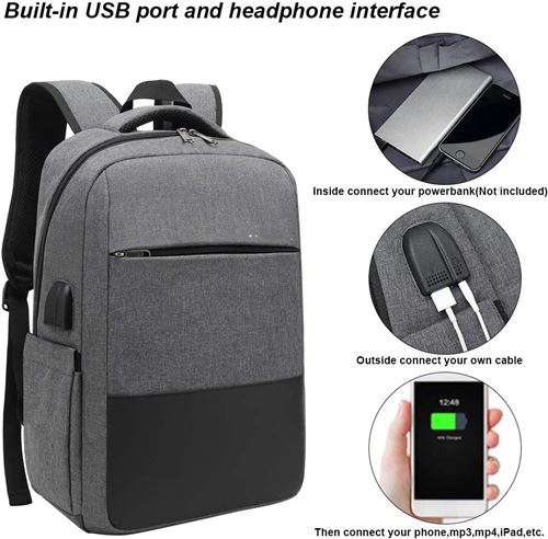 Antivol Sac À Dos Ordinateur Portable 15.6 Pouces Homme Imperméable Avec  USB