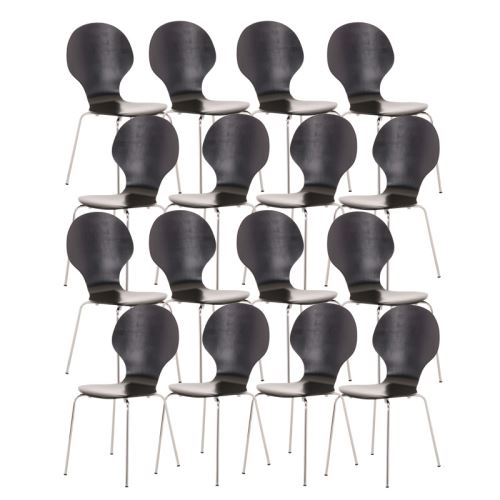 Lot de 16 chaises empilables en bois Diego , Noir