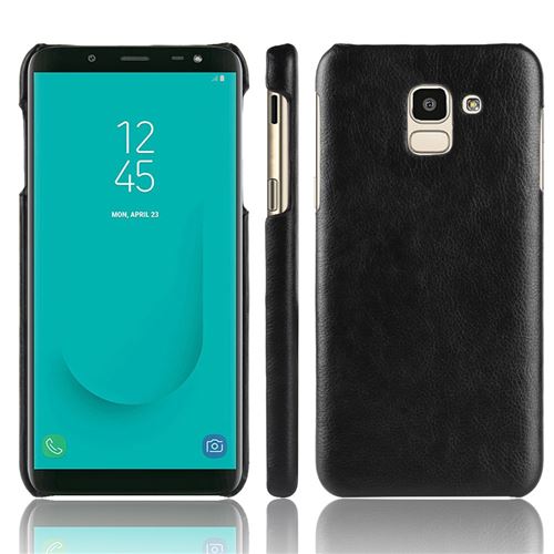 Etui en PU enduit rigide noir pour votre Samsung Galaxy J6 (2018)
