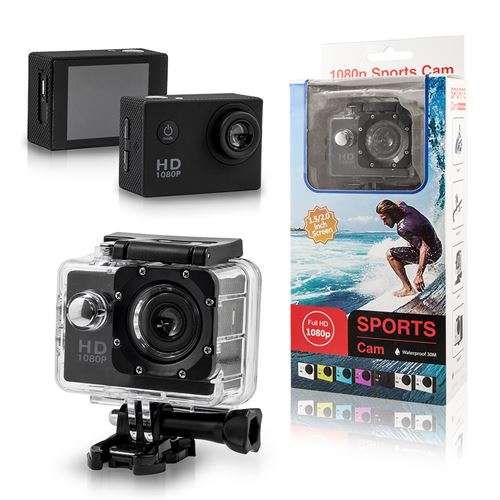 Camera sport HD 1080X720 velo mer escalade avec boîtier étanche jusqu'à 30 m 4 go class 10