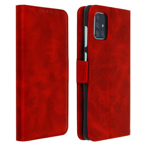 Housse pour Samsung Galaxy A71 Porte-cartes Fonction Support - Rouge