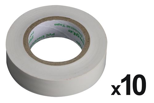 Lot de 10 rouleaux adhésifs 15mm x 10m Blanc