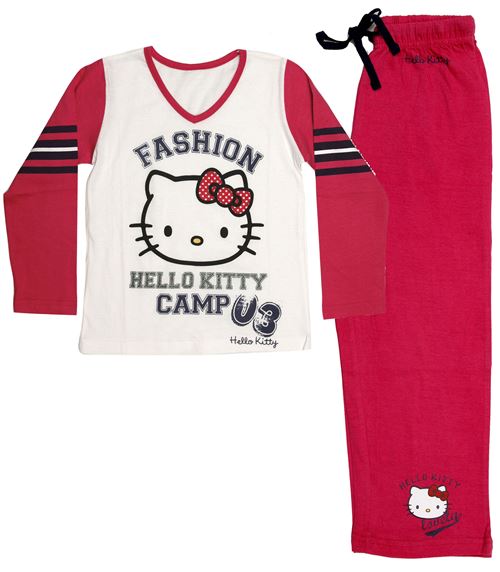 Hello Kitty pyjama fille en coton rouge/blanc