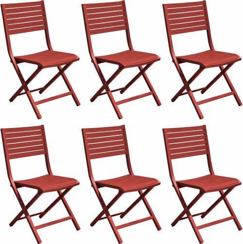 Proloisirs - Chaises pliantes en aluminium Lucca (Lot de 6) Rouge
