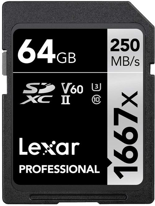Carte Mémoire Lexar Professional 1677x 64G -Noir
