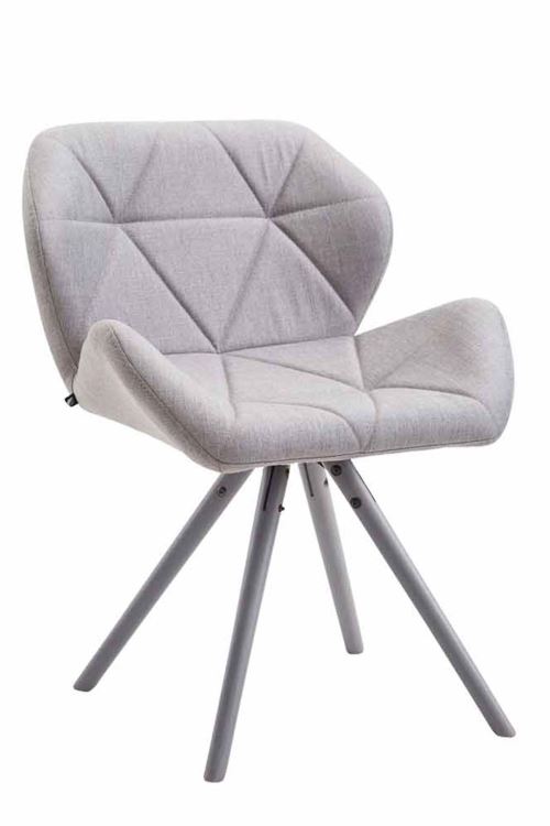Chaise de salle à manger Tyler tissu pieds ronds avec piètement en bois de hêtre Gris - Siège Gris clair