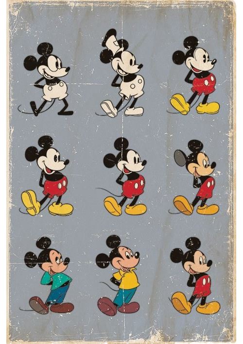 L'évolution de Mickey Mouse Poster grand format 61 x 91,5 cm