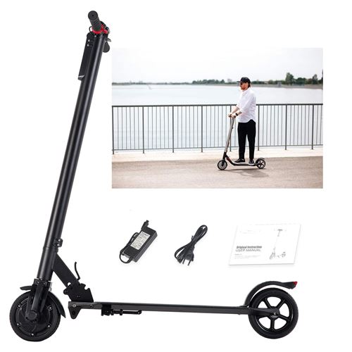 Trotinette électrique pliable noir&blanc vitesse maximale 23km/h 5.0AH frein arrière métallique cache câble avec moteur arrière