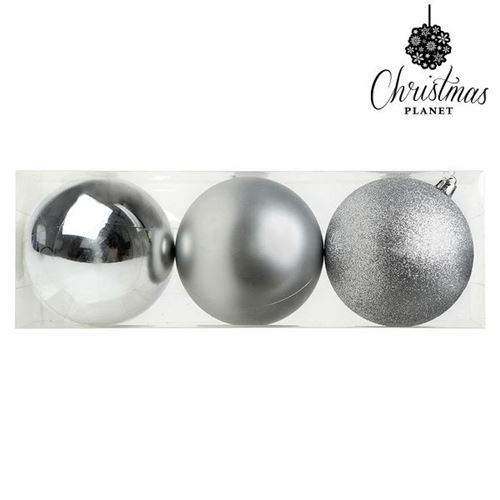 Boules de Noël Christmas Planet 7254 10 cm (3 uds) Argenté