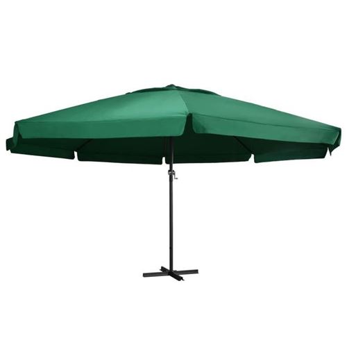 Parasol d'ext&eacute;rieur avec m&acirc;t en aluminium 600 cm Vert Vidaxl Vert