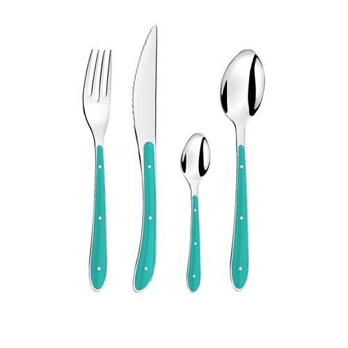 Amefa-bistro 1-2-3 ménagère 24 pièces acier inoxydable couleur turquoise