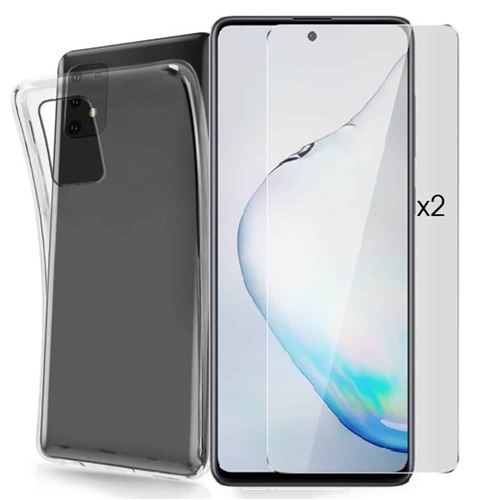 Coque pour Samsung Galaxy Note 10 Lite Transparente + 2 Verres Trempé écran Protecteur