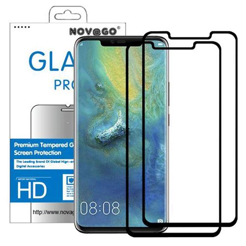 Nov@Go Huawei Mate 20 Pro -2 Films Protection Écran En Verre Trempé Résistant 3D Incurvé Couvre La Totalité De L'Écran