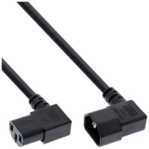 Câble d'alimentation InLine® C13 à C14 noir 0,4m coudé