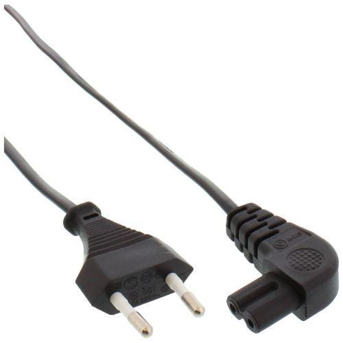 Câble d'alimentation InLine®, fiche Euro à fiche Euro8 coudée, noir, 10 m