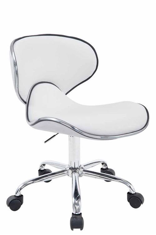 Tabouret de travail Las Vegas V2 en Similicuir - Assise ergonomique - Hauteur réglable - pivotant - Couleur Blanc