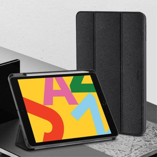 Etui en PU + TPU rabat à trois volets avec support noir pour votre Apple iPad 10.2 (2019)