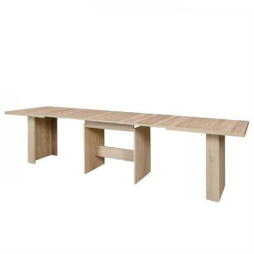 DINING Table a manger extensible de 6 a 12 personnes style contemporain decor chene Sonoma - L 140-273 x l 90 cm