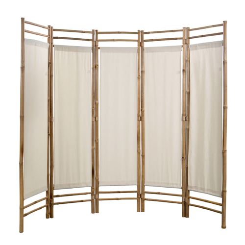 vidaXL Kamerscherm 5-panelen inklapbaar 200 cm bamboe en canvas