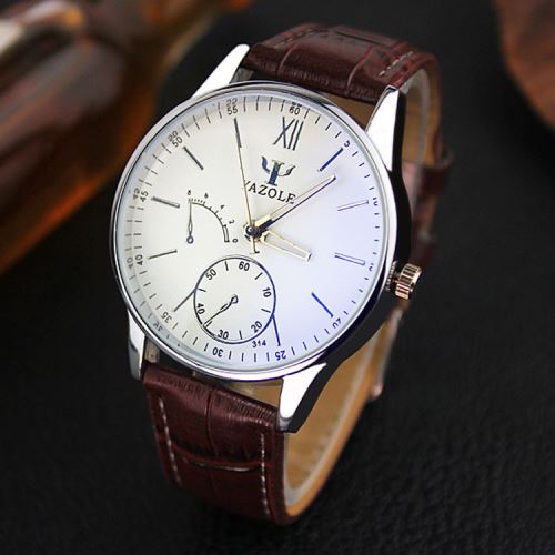 OHP Montre Homme Quartz Brun+Blanc Entreprise YAZOLE 314