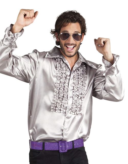 Générique Chemise Disco Argentée Homme Taille L