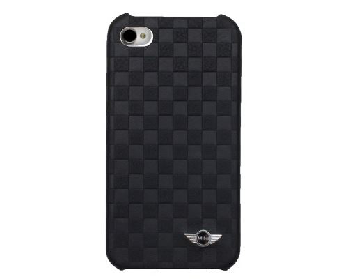 Coque Arrière Simili Noire À Damiers Mini Cooper Compatible Iphone 4 - 4s Compatible Iphone 4 - 4S