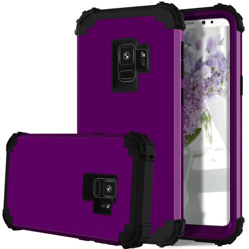 Coque en silicone 3 pièce hybride antichoc noirpourpre pour Samsung Galaxy S9