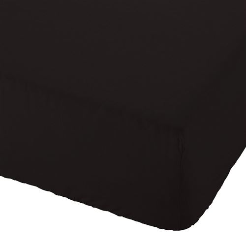 Drap housse noir uni 140 x 190 cm