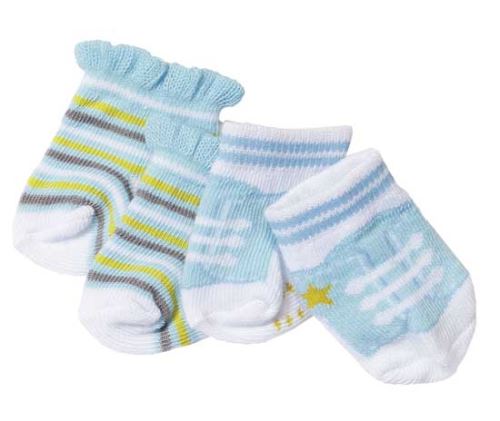 2 paires de chaussettes baby born bleues + blanche - zapf creation - accessoire poupon ref:404