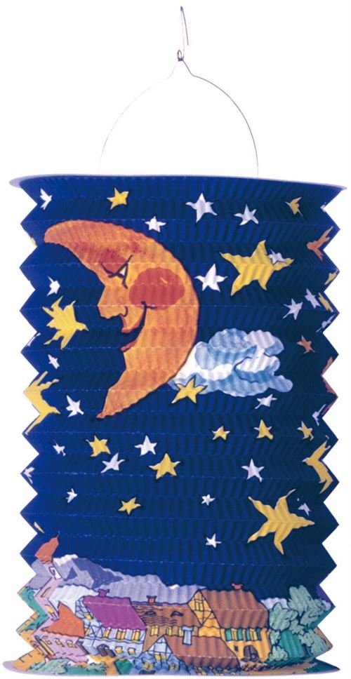 Amscan lampion soleil et lune 28 cm papier/acier bleu
