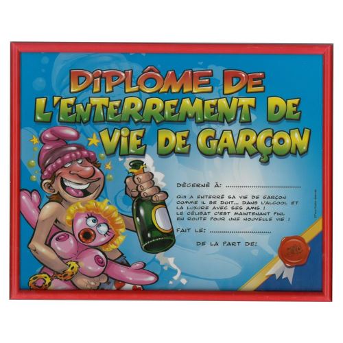 Cadre Diplôme de l'Enterrement de Vie de Garçon