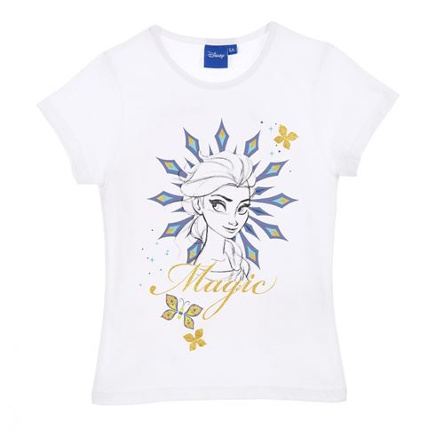 La Reine des Neiges T-Shirt Manches Courtes Enfant Fille Magic Violet de 4 à 10ans