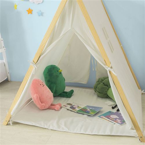 SoBuy® OSS02-W Tipi Tente Enfant avec Tapis de Sol Teepee Tente de Jeu pour Enfants