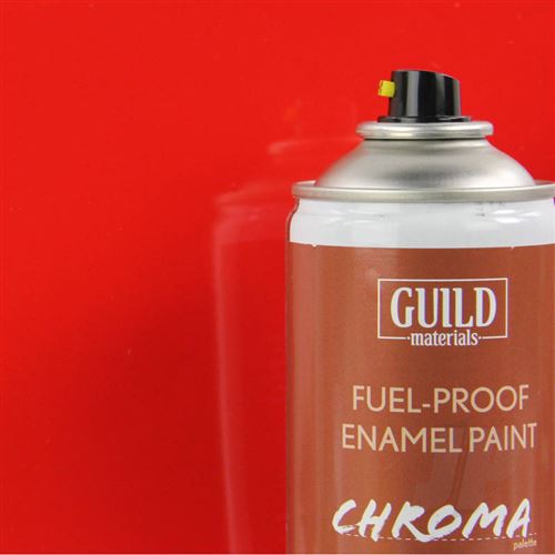 Peinture Chroma Gloss Enamel (résistant Carburant) Rouge (400ml Aerosol) - Guild Materials