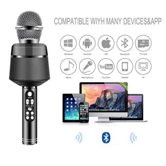 Microphone GENERIQUE Microphone de Karaoké Sans Fil Bluetooth Pour IPhone,  Android, Micro Portable Pour Home, Party - Noir