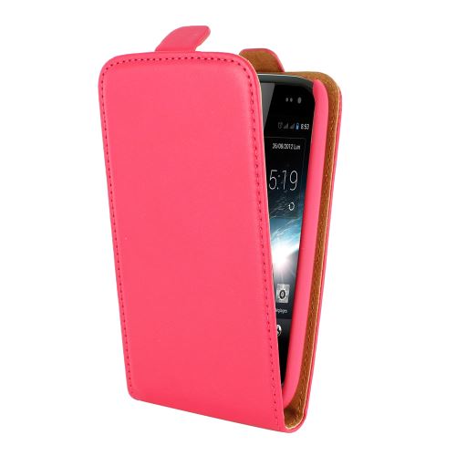 SWISS CHARGER Etui flip PU rose pour Wiko Cink Slim
