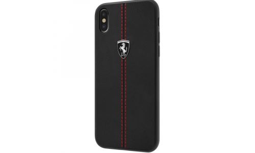 Coque Ferrari cuir noir pour iPhone X serie Off-Track
