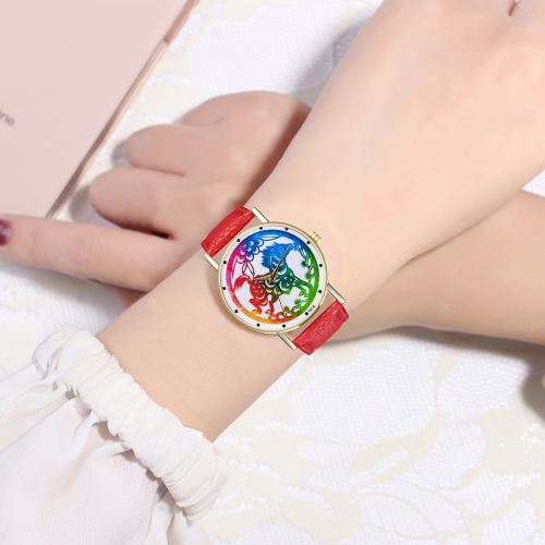 Véritable classique 12 Zodiac montre de type hommes montre dames tendance horloge à quartz T214-Arouge