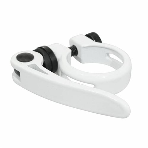 Collier serrage tige de selle rapide newton alu blanc diam. 28,6mm (sur carte)