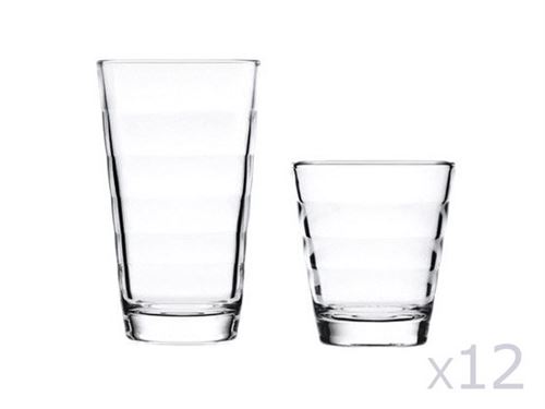 Verre longdrink et gobelet transparent paroie ondulée - Lot de 12 ONDA